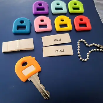 2 опаковки, етикети, калъфи за ключове, Модни многоцветни етикети-организаторите, идентификаторът на ключа, Еластични пръстени за ключове