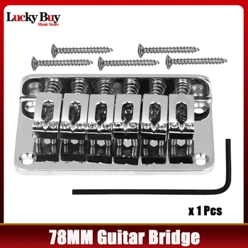 78 мм мост за електрически китари, 6 седловых мостове с твърд опашка, Горна натоварване за подмяна на електрически китари ST/SQ/FD, Черен Хром
