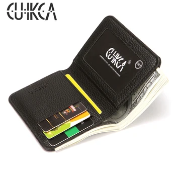 CUIKCA Мини мъжки портфейл Тънък мъжки портфейл портмоне от изкуствена кожа щипки за пари притежателите на идентичността