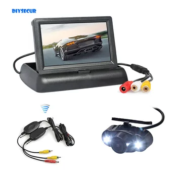 DIYSECUR Безжичен 4.3 инчов комплект камера за обратно виждане на автомобила Резервната авто монитор ЖКдисплей HD LED Камера за нощно виждане за обратно виждане на автомобила