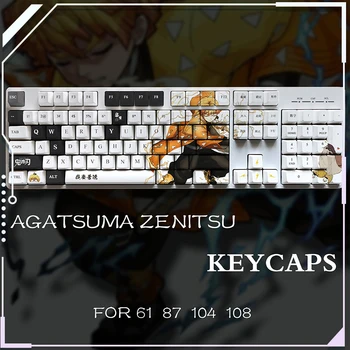 Demon Slayer Agatsuma Zenitsu 108 Keys Keycaps Xda Profile Pbt Keycaps Преводачи Боядисват-Sub Custom Keycap За Подарък На Механична Клавиатура
