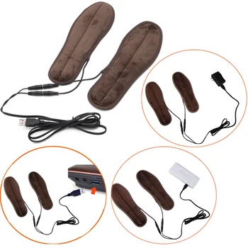 Y1UC USB Електрически плюшени кожа отопление стелки, Зимни обувки за нагряване на краката