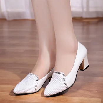 Дамски обувки, Англия, тънки дамски обувки с дебела подметка с острия пръсти, бели обувки за мама