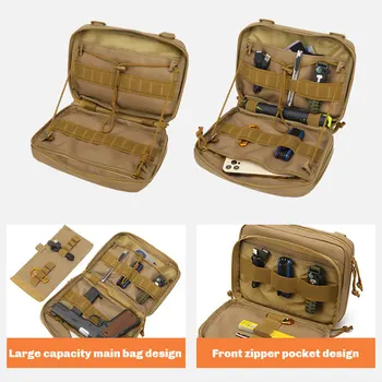 Двупластова водоустойчива чанта тактическа Molle EDC с множество джобове, чанта за инструменти, с голям капацитет, чанта за съхранение на карти на открито