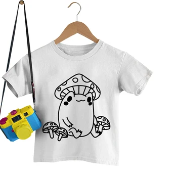 Детска тениска, тениска с една жаба-гъбички, модни тениски с анимационни любимци принтом, летен стилен топ с къс ръкав, тениска с една жаба за момчета и момичета