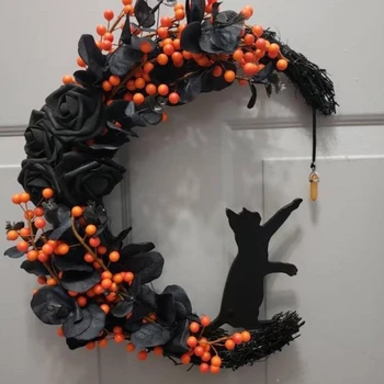 Добре дошли знак на Хелоуин Празничен декор Входната врата Венец на Хелоуин Готически Рози Врата украшение Вътрешен външен декор на Директна доставка