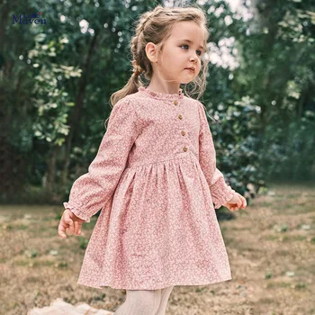 Есента рокля с дълъг ръкав за малки момиченца, ново детско рокля, Есента рокля на принцеса за момиченца, дрехи от чист памук, Ropa Mimski 2-7 години