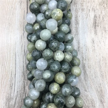 Зелени разнообразни от кръгли мъниста от ахат, мъниста от естествен камък за бижута със собствените си ръце MY1408