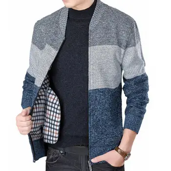 Зимен пуловер, палта, Стилни мъжки възли жилетки с контрастни цветни ивици, V-образно деколте, оборудвана приятелка за есенно-зимния гардероб, дълги