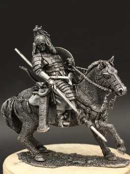 Изискана Монголски императорска кавалерията 1/24 Оловен Метална модел на Древен Воин, Миниатюрни Фигурки, Аксесоари за украса на дома 14 см