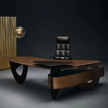 Италиански лесен луксозен минималистичен маса, дизайнерски маса boss, комбинация от голям офис бюрото в апартамента от висок клас