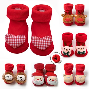 Коледни детски чорапи за малки момчета и момичета Пролет Есен Зима Мини чорапи чорапи за новородено, Меки памучни чорапи в пода