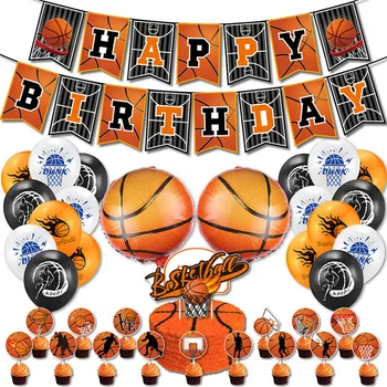Комплект бижута за парти по случай рождения Ден на баскетбол, балони, мультяшные банери, topper за торти за момичета и момчета