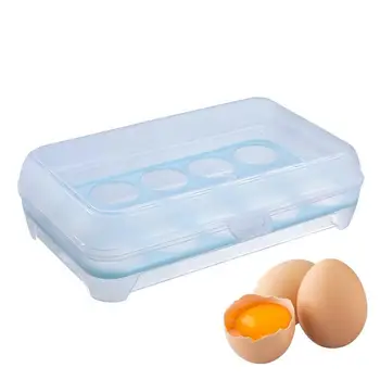 Контейнер за яйца за хладилник с 15 на Мрежи Кутия за яйца за хладилник Штабелируемая Кутия за яйца Опаковка Контейнер с капак