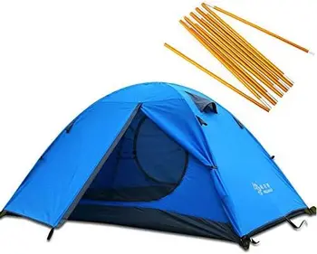 Лека Туристическа палатка сезон 2 на 3 човека, Ветрозащитная Туристическа Палатка, Тента, Фамилна палатка, с две врати, Двуслойни алуминиева рамка.