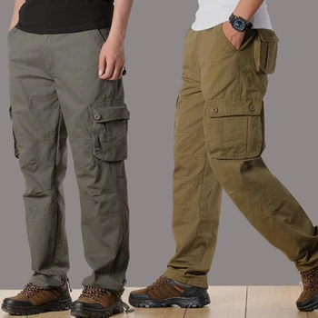 Мъжки Панталони-карго, Мъжки ежедневни панталони с много джобове, Военни Тактически Панталони Големи размери 44, мъжки Връхни дрехи, dr. прави панталони, Дълги панталони