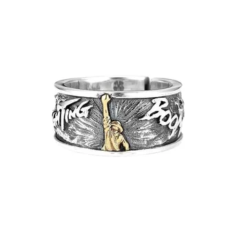 Мъжки пръстен винтажного сребърен цвят Friday Night Light в стил хип-хоп, рок Мода бижута за мъже J982