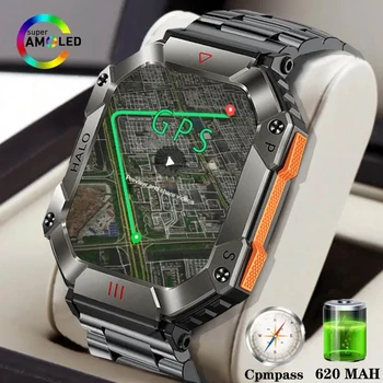 Мъжки смарт часовници за Android, IOS, фитнес часовник Ip68 водоустойчив военен монитор здраве, гласово повикване AI чрез Bluetooth, умни часовници 2023