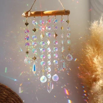 Подвесная crystal prism, декорация във формата на Ловеца на Слънцето, Вятърни камбанки, Многоцветни Стъклени мъниста, Верига, Окачване Декоративна