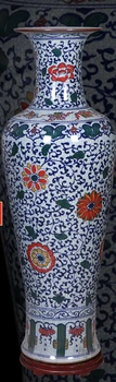 Подови ваза Фалшива Антични бяло-синя Порцеланова бутилка договореност за хола Украса на китайския ТВ-шкаф Голямо