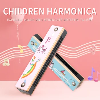 Пчела 16 луночная дървена хармоника със сладък анимационен картина Играчка Музикален инструмент в Ранните Забавни Играчки за деца