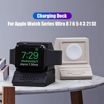 Силиконова поставка за зарядно за Apple Watch серия 8/7/6/SE/5/4/3/2 Тенис на държач за аксесоари iWatch (45/44/42/41/40/38 мм)