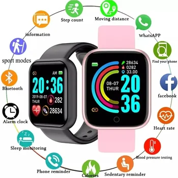 Смарт часовници D20 за мъже и жени с Bluetooth-връзка, телефон, музика, фитнес, спортен гривна, монитор сън, умни часовници Y68 за Xiaomi Iphone