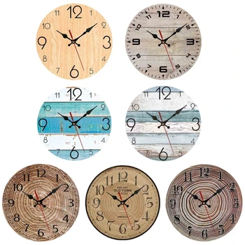 Стари дървени часовници, висящи цифрови дървени часовници с часови механизъм, украса за детска стая, детска стая, детска градина