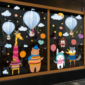 Стикери за стена с мультяшными животни, направи си САМ, творчески балони, облаци, стикери за стени, детски стаи, декориране на детски спални
