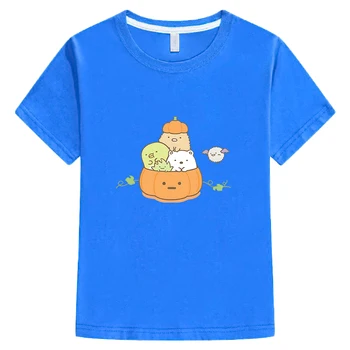 Тениска с изображение на Kawai от 100% памук, сладка тениска с принтом Сумикко Гураши за момчета и момичета, детски тениски с къс ръкав, летни тениски