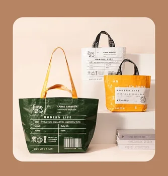 Тканая чанта-ланчбокс за пазаруване с принтом, леки и сгъваеми водоустойчива презрамки и колани за ръцете