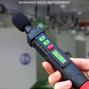 Точност ръководят дигитален дисплей, измерване на нивото на звука, шумомер, USB връзка за пренос на данни, тестер за 30-130 db измерване на силата на звука в децибели.