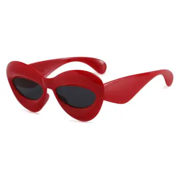 Уникален цвят на карамел, Сексуална Слънчеви очила за устни Y2k За жени, жълто-сини Слънчеви очила за мъже, Слънчеви очила в стил пънк, хип-хоп Нюанси, Очила с UV400