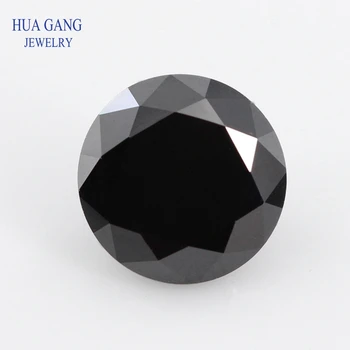 Черно 3,25-12mm Кубичен цирконий кръгла форма AAAAA диамантена диаманти, россыпь CZ камъни, синтетични скъпоценни камъни за бижута, безплатна доставка