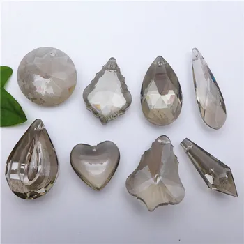 сиво паштетное покритие кристали круша/лист/сърцето/перо/маслинова форма на полилей със стъклени висулки САМ аксесоари, украса за дърво коледна лампи